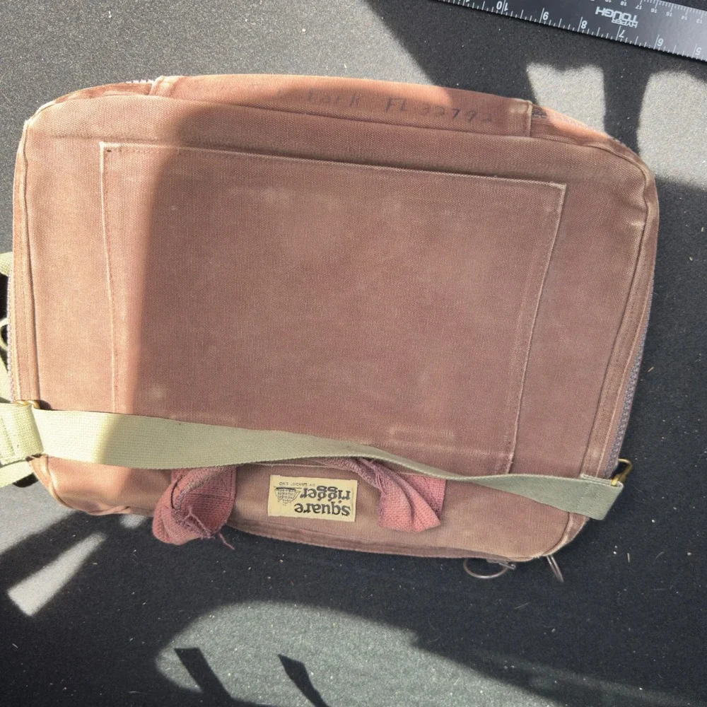 Lands End Square Rigger Canvas Laptop Briefcase Messenger Bag Brown Size OS